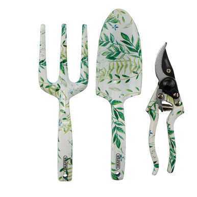 (D) Garden Tool Set with Floral Pattern (3 Piece)