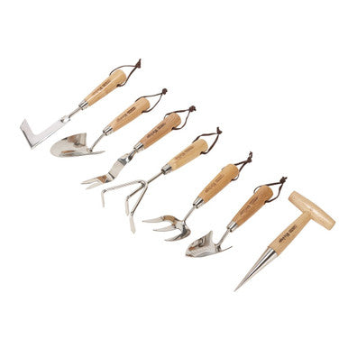 (D) Draper Heritage Stainless Steel Garden Tool Set with Ash Handles (7 Piece)