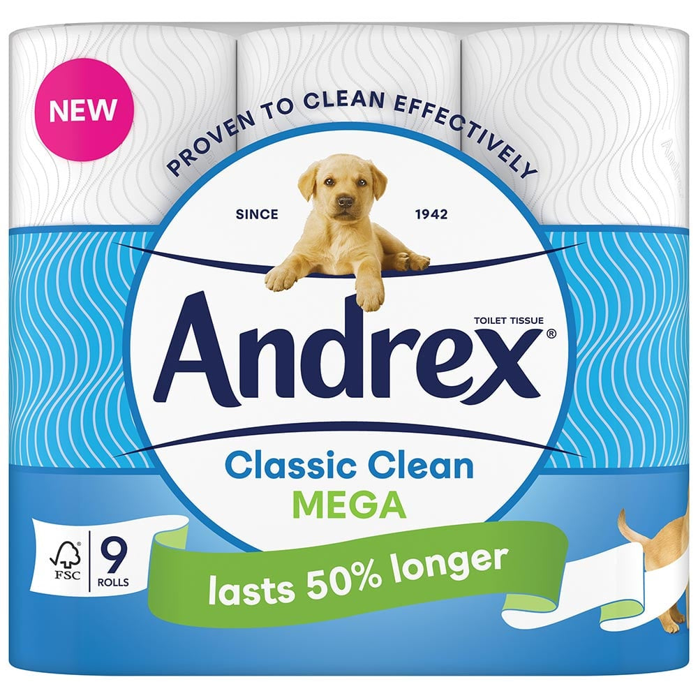 Andrex Toilet Tissue Classic Clean Mega Roll 9pk