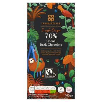 Co-op Irresistible Dark 70% Peruvian Chocolate 100g