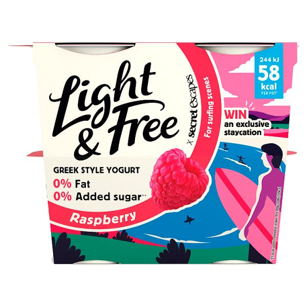 Danone Light Free Greek Yoghurt Raspberry 115g 4pk QS