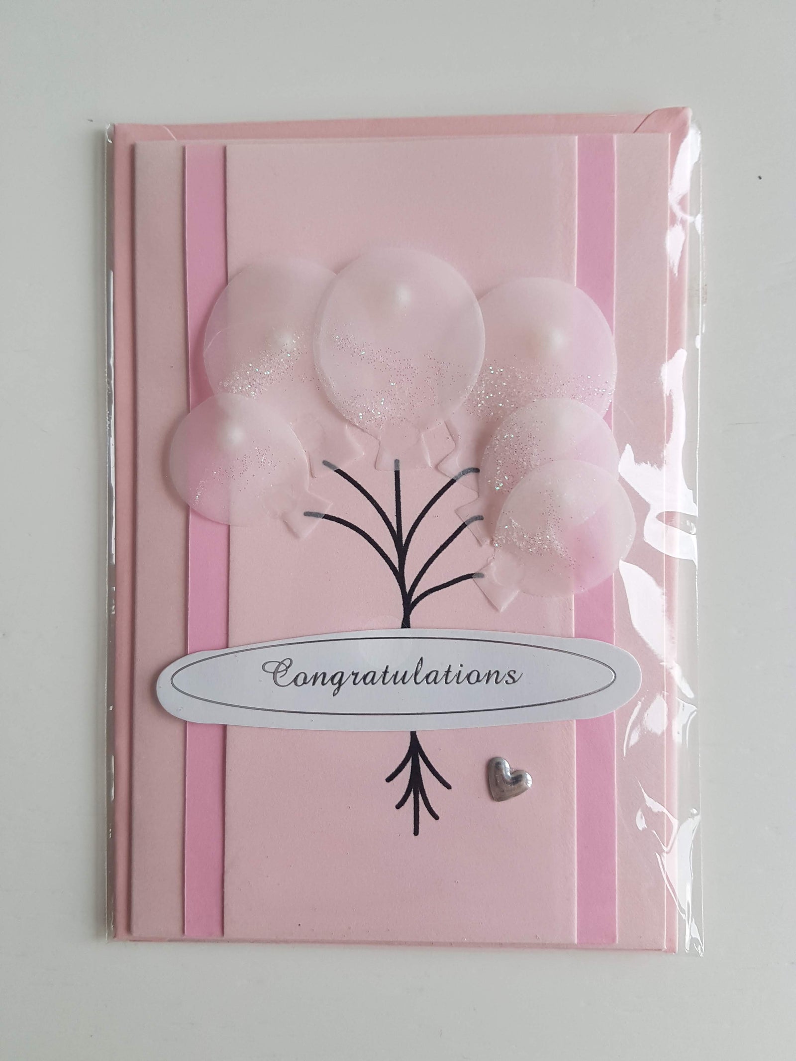 Congratulations Balloons Card Small Pink