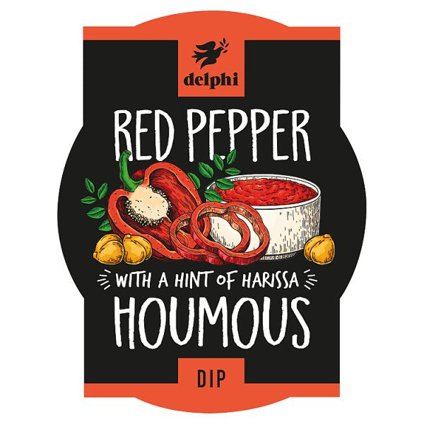 Delphi Fresh Houmous Dip Chargrilled Red Pepper 170g