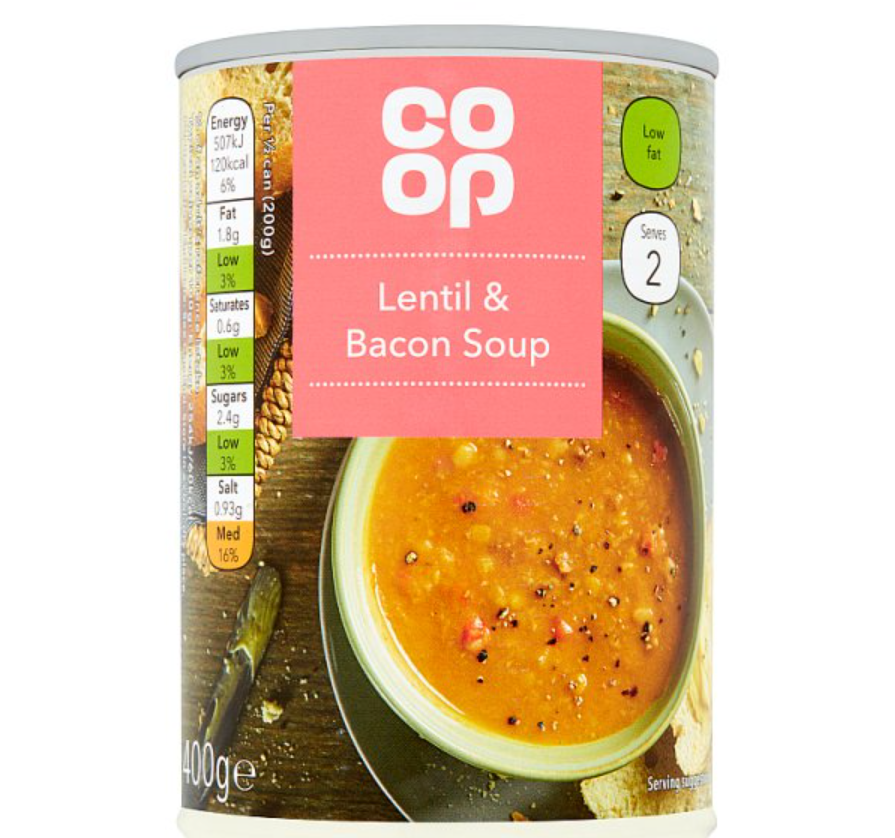 Co-op Tinned Soup Lentil and Bacon 400g