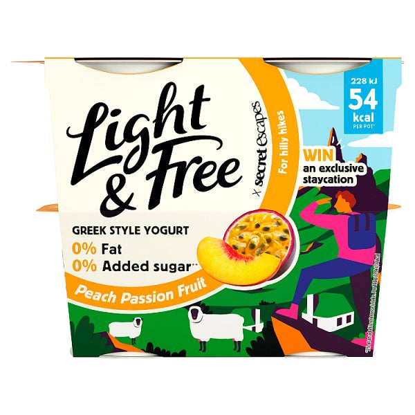 Light & Free Greek Style Peach Passionfruit Yogurt 4 x 115g