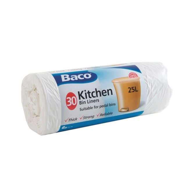 Baco White Bin Liners 25L 30pk
