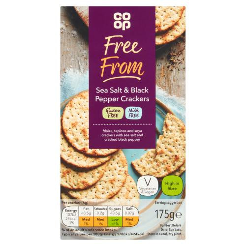 Co-op Free From Sea Salt Black Pepper Crackers Gluten Free 100g