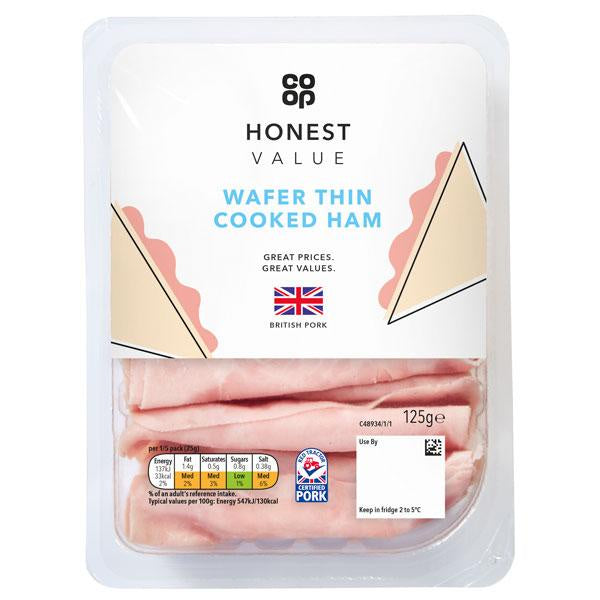 Co-op Honest Value Wafer Thin Ham 125g PP