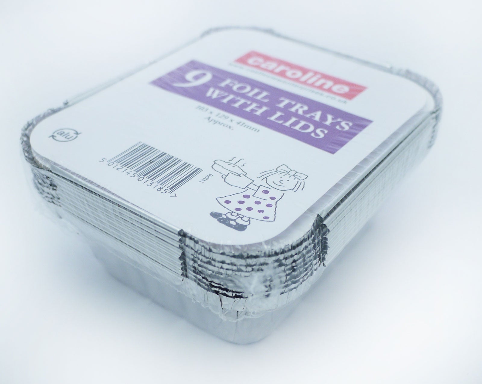 Caroline Foil Trays and Lids 103x129x41mm 9pk