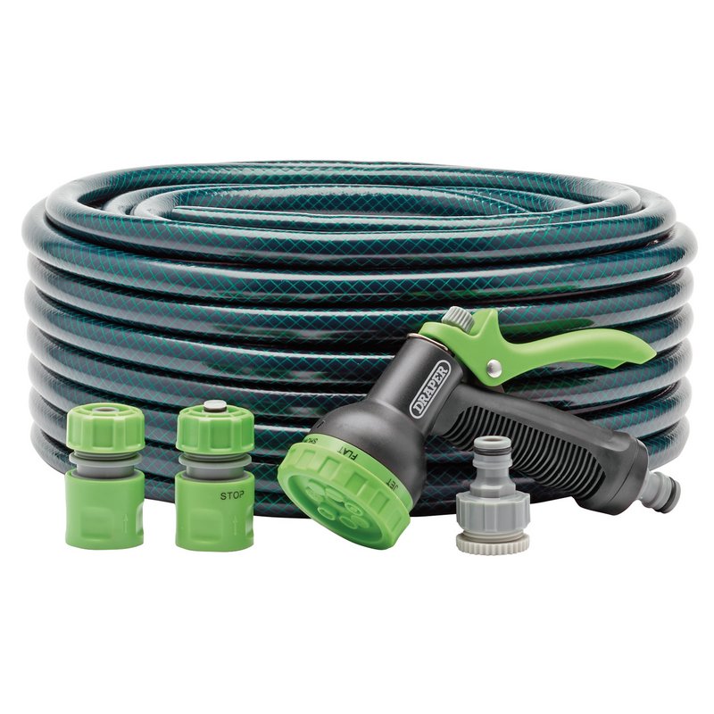 (D) 12mm Bore Garden Hose and Spray Gun Kit (30m)