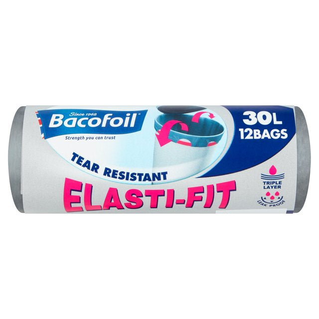 Bacofoil Elasti-Fit Bin Liners 30L 12pk