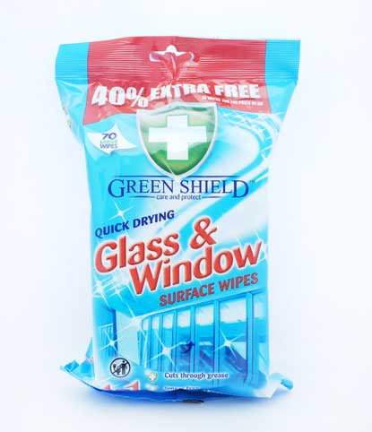 Greenshield Glass and Window Wipes 70pk