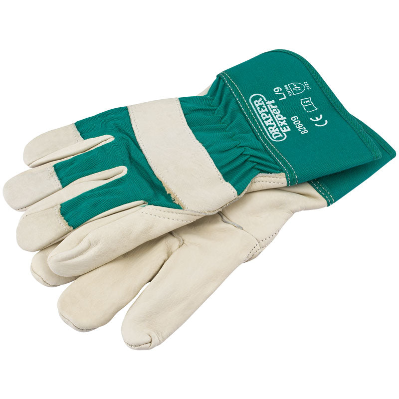 (D) Premium Leather Gardening Gloves - L