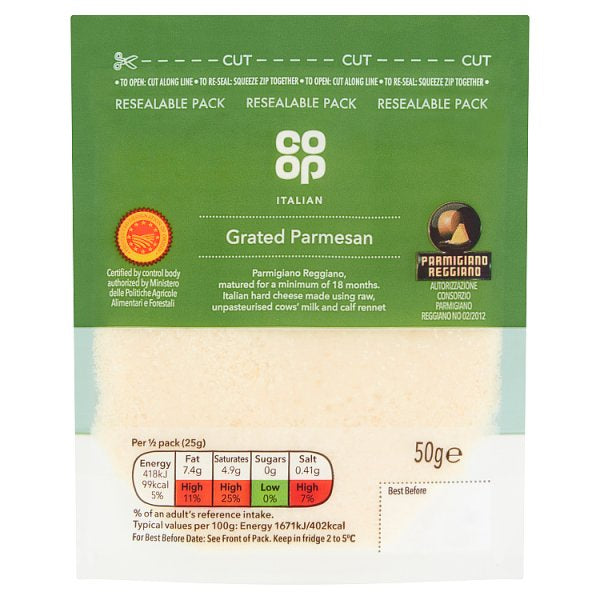 Co-op Cheese Parmigiano Reggiano Grated 50g