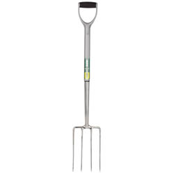 (D) Extra Long Stainless Steel Garden Fork with Soft Grip