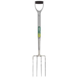 (D) Stainless Steel Garden Fork With Soft Grip Handle