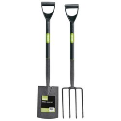(D) Carbon Steel Garden Fork and Spade Set
