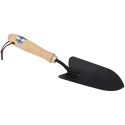 (D) Carbon Steel Hand Trowel with Hardwood Handle