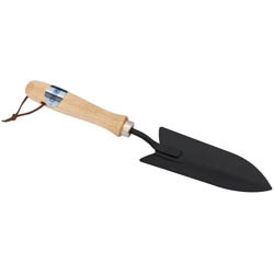 (D) Carbon Steel Transplanting Trowel with Hardwood Handle