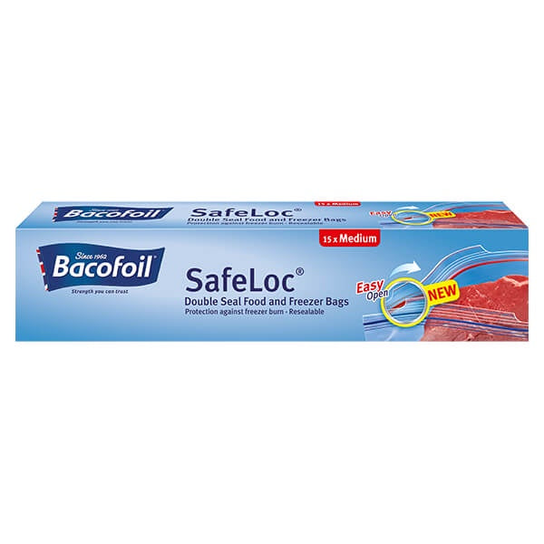 Bacofoil Safeloc Food and Freezer Bags Medium 15pk