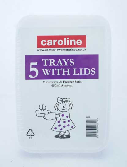 Caroline Plastic Trays and Lids 650ml 5pk