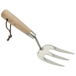 (D) Draper Heritage Stainless Steel Hand Weeding Fork with Ash Handle