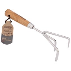 (D) Draper Heritage Stainless Steel Hand Cultivator with Ash Handle