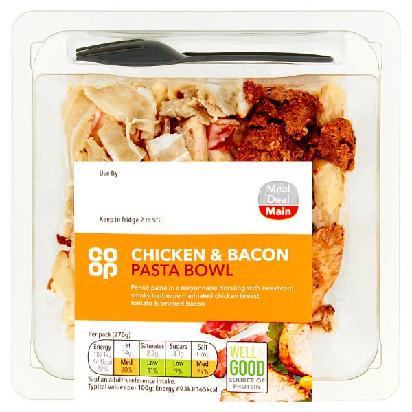 421027 Co-op Pasta Salad Chicken Bacon Sweetcorn 270g
