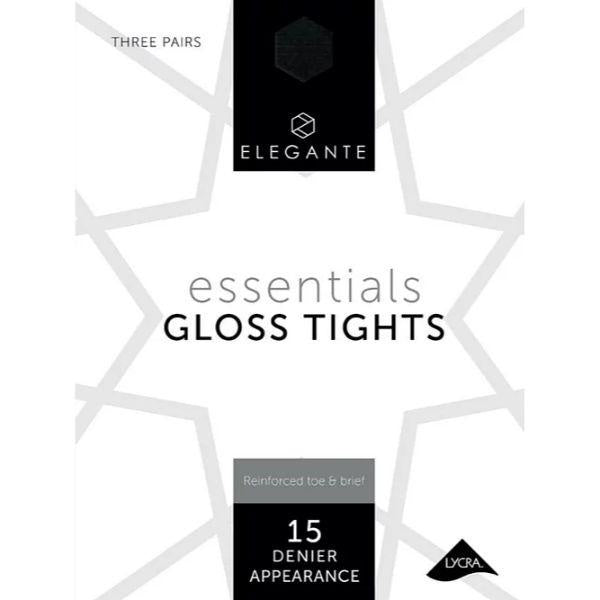 Elegante Essential Gloss Tights 3pk Black Extra Large