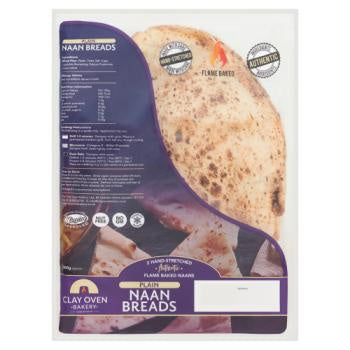 The Clay Oven Bakery Plain Naan Bread 360g
