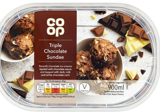 Co-op Triple Chocolate Sundae Ice Cream 900ml