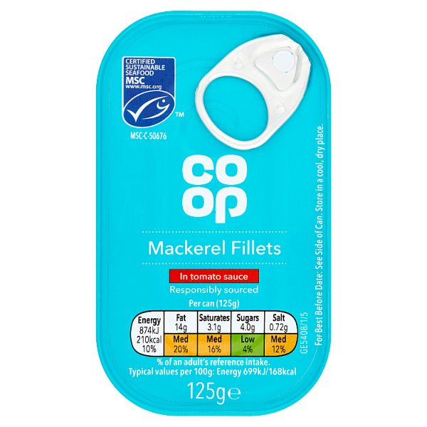 Co-op Mackerel in Tomato Sauce 125g