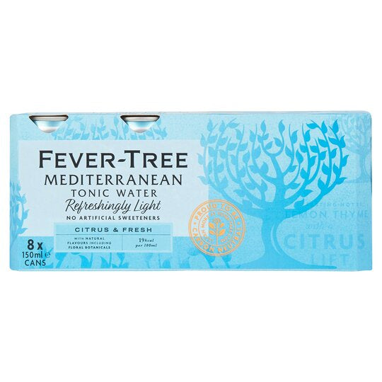 Fever Tree Light Mediterranean Tonic Water 8 x 150ml
