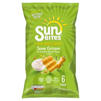 Walkers Sunbites Crisps Sour Cream & Black Pepper 6 x 25g